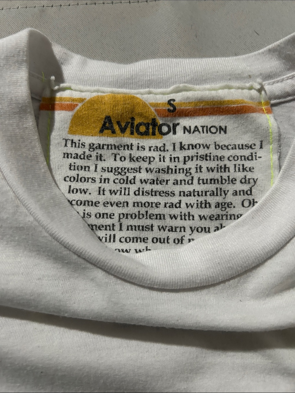 Aviator Nation - White Raw Hem Tee w/ Red Heart Patch Sz: S - Picture 2 of 6